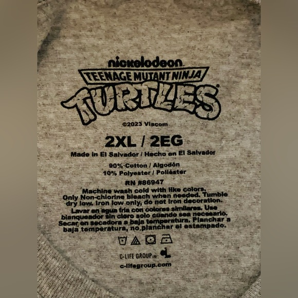 Teenage Mutant Ninja Turtles Mens Graphic Tee 80s TMNT Classic Size XXL - Picture 8 of 9